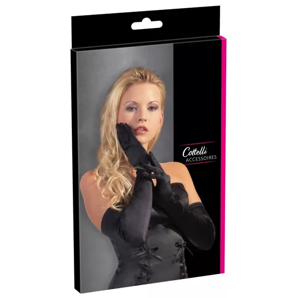 Cottelli - Guantes de satén - negro - talla S-L