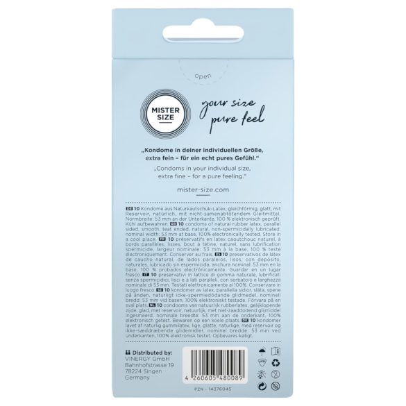 Mister Size - preservativo fino - 53 mm - paquete 10 unidades