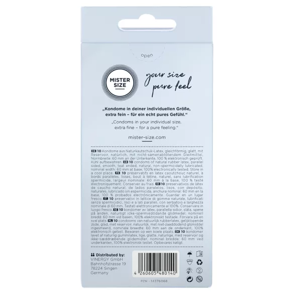 Mister Size - preservativo fino - 60 mm - 10 unidades