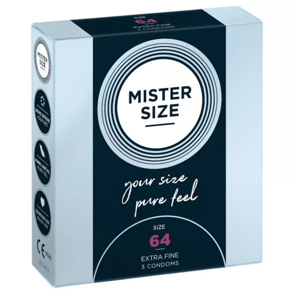 Mister Size - preservativo extrafino - 64mm - paquete de 3