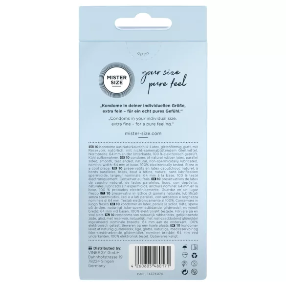 Mister Size - preservativo fino - 64mm - caja de 10 unidades