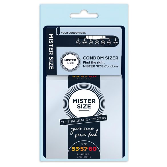 Paquete de Prueba Mister Size con Medidor de Tamaño - 3 Condones