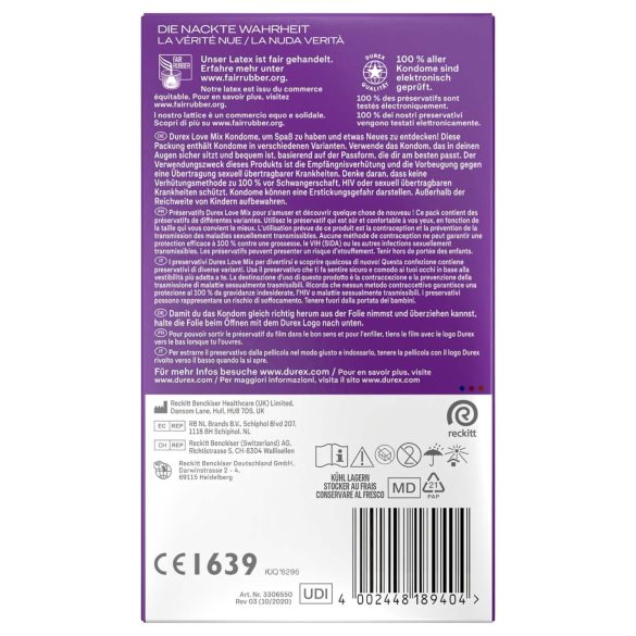 Durex Love Mix - preservativos surtidos - pack 18 unidades