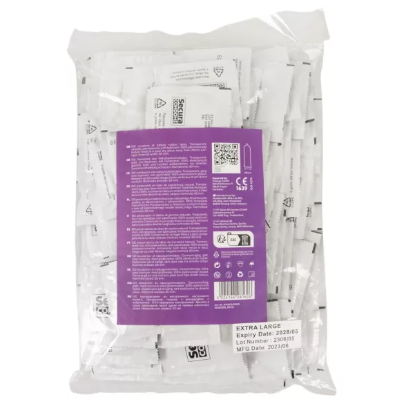 Secura Padlizsán - preservativo extra grande - 60mm - caja 100 unidades