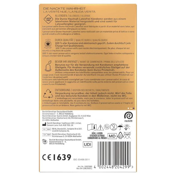 Durex Hautnah - preservativo sin látex - caja 10 unidades