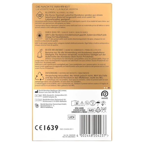 Durex Hautnah - preservativo sin látex - 16 unidades