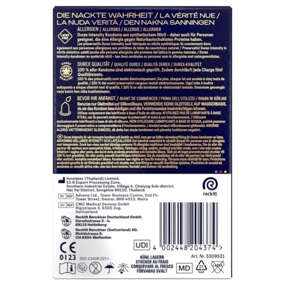 Durex Intensity - preservativo fino sin látex - caja 20 unidades