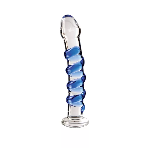 Icicles No. 5 - consolador de vidrio en espiral - transparente azul