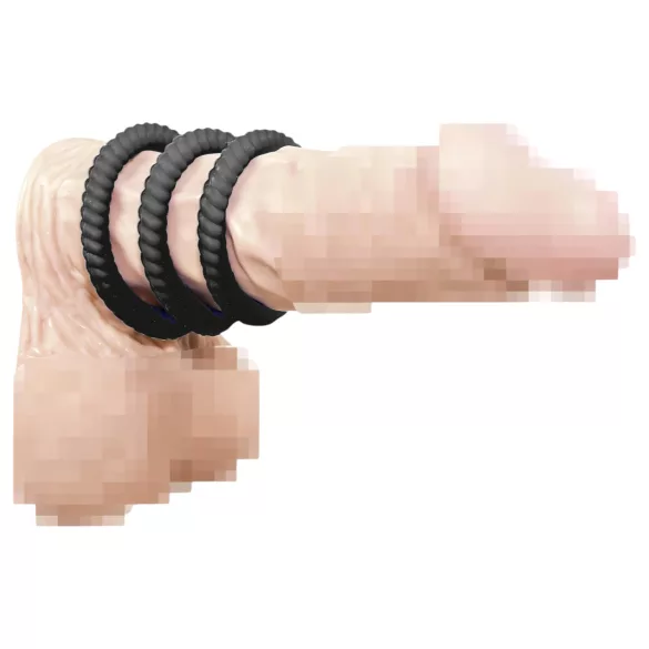 You2Toys - Anillo para pene triple - silicona negra
