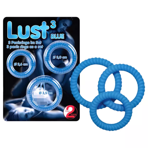 You2Toys - anillo para pene triple - silicona azul