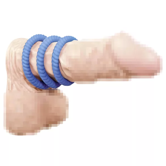You2Toys - anillo para pene triple - silicona azul