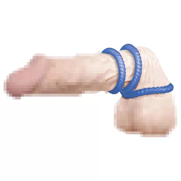 You2Toys - anillo para pene triple - silicona azul