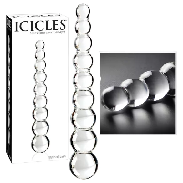 Icicles No. 2 - consolador de vidrio con esferas - transparente