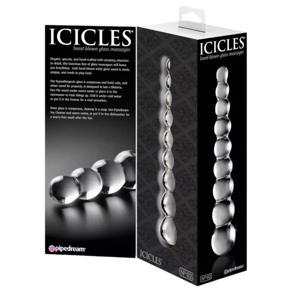 Icicles No. 2 - consolador de vidrio con esferas - transparente
