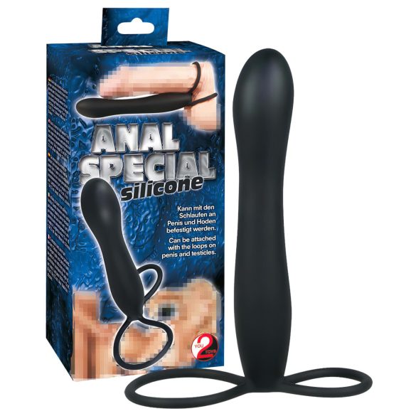 You2Toys - Dildo anal especial y anillo para pene - silicona negra