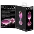 Icicles No. 48 - plug anal de vidrio con flores - color rosa