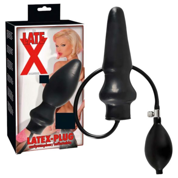 LATEX - plug anal inflable grande - látex negro