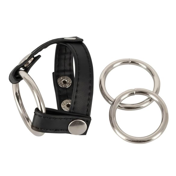Bad Kitty - Anillo de cuero para testículos y pene (negro)