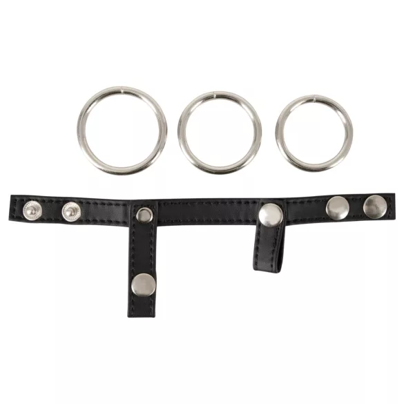 Bad Kitty - anillo para testículos y pene - cuero - negro