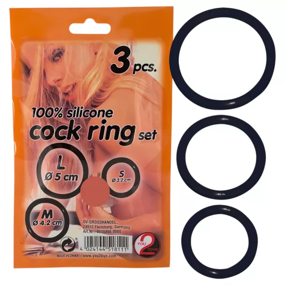 You2Toys - Anillo para pene triple - silicona negra