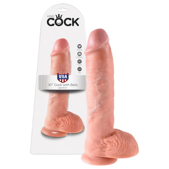 King Cock 10 Gran Consolador con Testículos (25 cm) - Natural