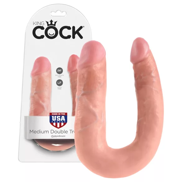 King Cock - Dildo doble - tamaño mediano - color natural