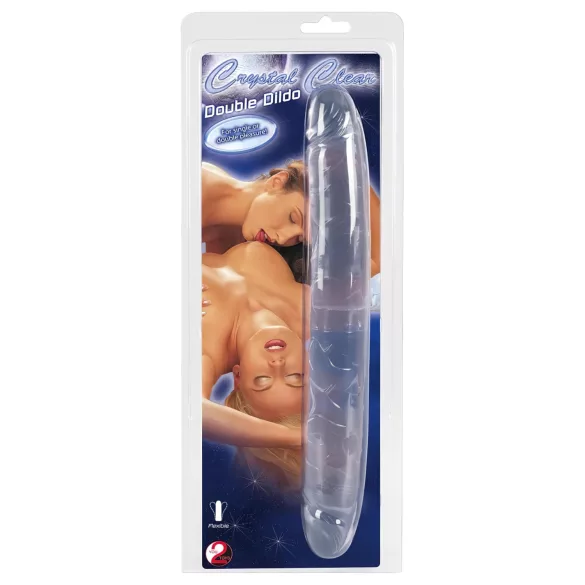 Kristály - consolador doble - vidrio - 34 cm