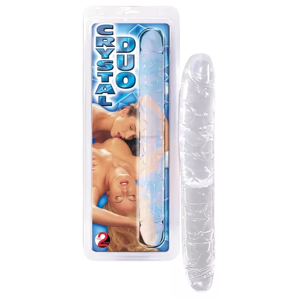 Kristály - consolador doble - vidrio - 34 cm
