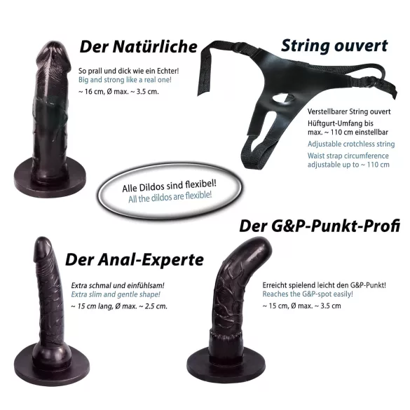 You2Toys - Arnés con consolador set - silicona negra