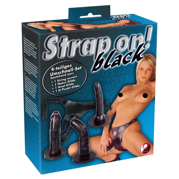 You2Toys - Arnés con consolador set - silicona negra