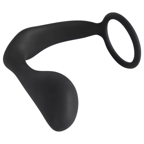 Black Velvets - plug anal con anillo para pene - silicona negra