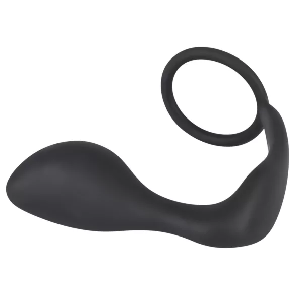 Black Velvets - plug anal con anillo para pene - silicona negra