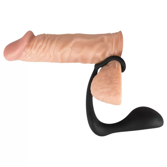 Black Velvets - plug anal con anillo para pene - silicona negra