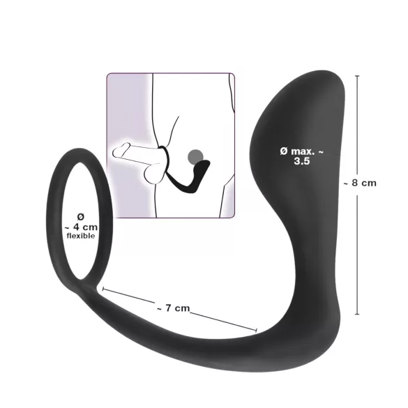 Black Velvets - plug anal con anillo para pene - silicona negra