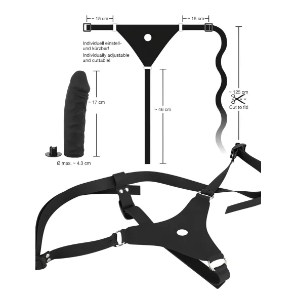 You2Toys - Arnés con consolador - silicona - negro