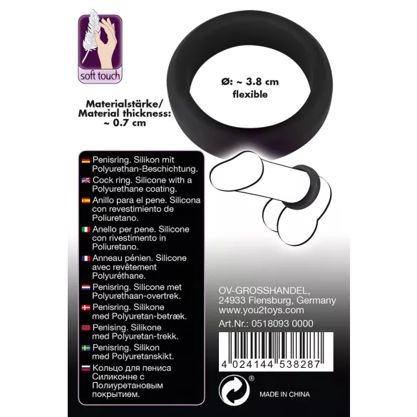 Black Velvets - anillo para pene grueso - silicona negra - 3,8 cm
