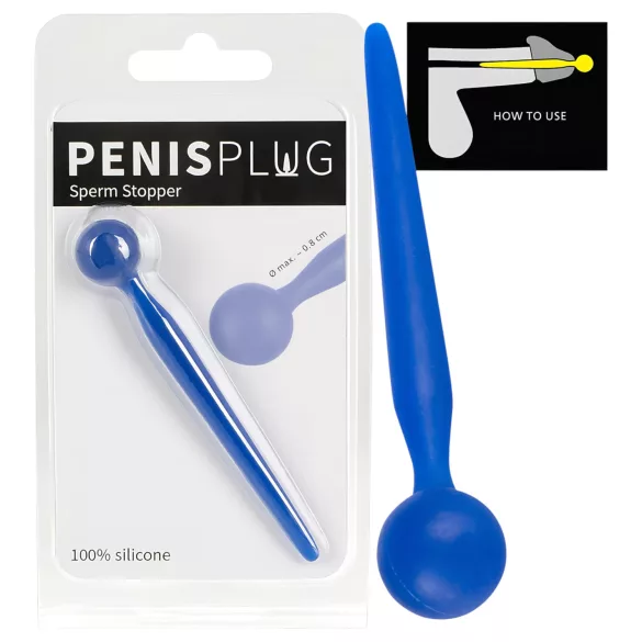 Dilator Sperm Stopper - dilatador uretral esférico de silicona azul
