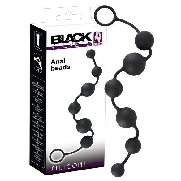 Black Velvet - Dildo anal negro 6 cuentas