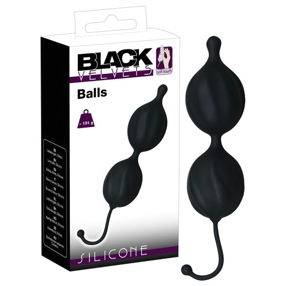 Dúo de bolas Geisha onduladas de terciopelo negro