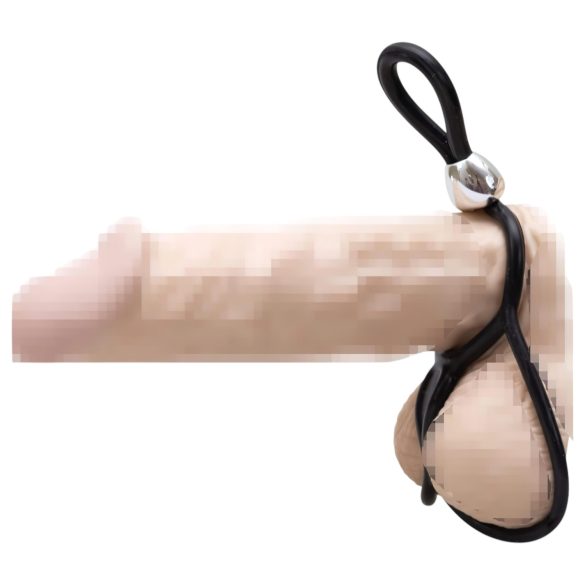 You2Toys - Anillo triple ajustable pene y testículos - silicona negra