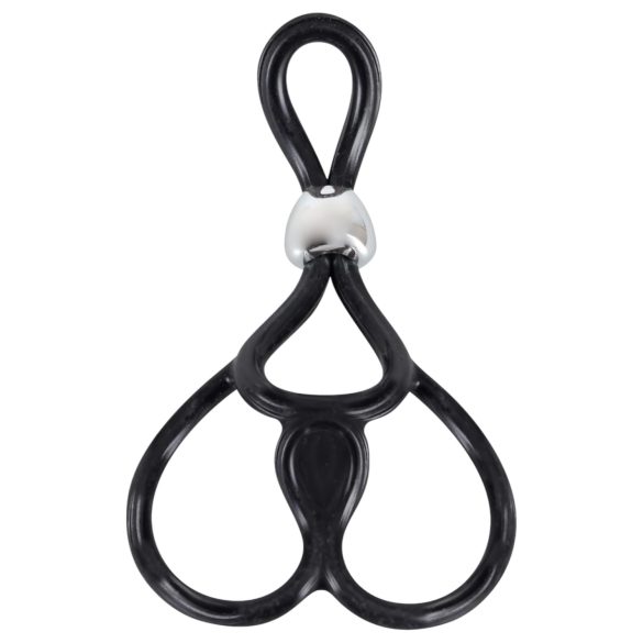 You2Toys - Anillo triple ajustable pene y testículos - silicona negra