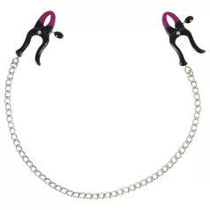Bad Kitty - pinzas para pezones con cadena - lila y negro