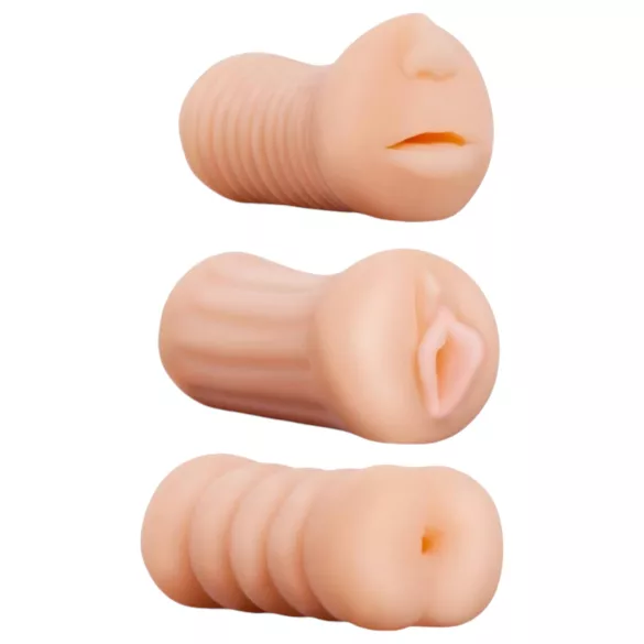 XXX To GO Juicy - masturbador 3 en 1 vagina boca ano - set de 3 piezas