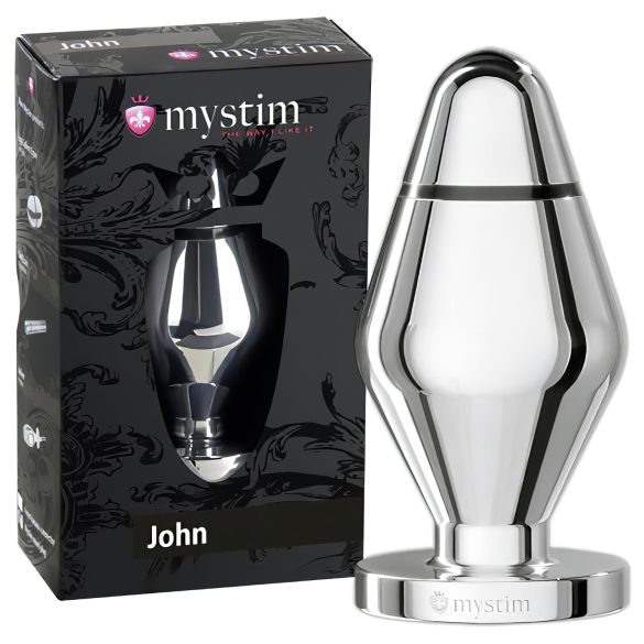 mystim Little John - plug anal eléctrico - plateado (grande)