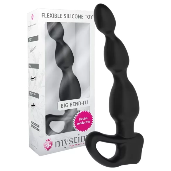 mystim - consolador anal electroestimulador con bolas - silicona negra