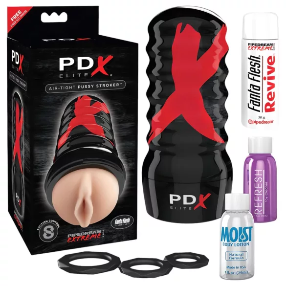 PDX Elite - masturbador vaginal manual con succión - silicona color piel