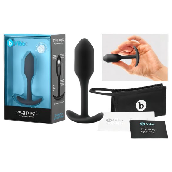 b-vibe Snug Plug 1 - plug anal con peso (55g) - negro