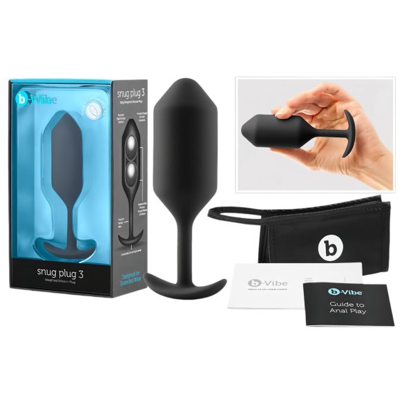 Plug Snug 3 b-vibe - Doble esferas, anal negro (180g)