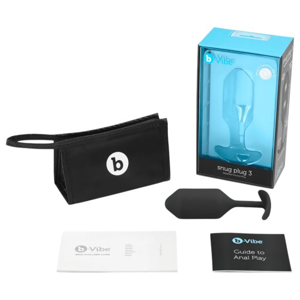 b-vibe - plug anal con dos bolas - silicona negra - 180g