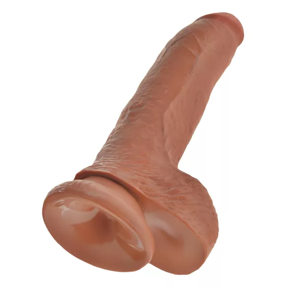 King Cock - Dildo realista con testículos - 23 cm - marrón